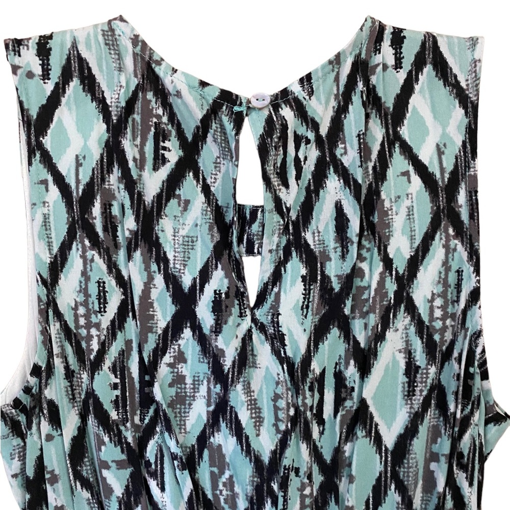 Forever 21 Teal Patterned Keyhole Dress. Size XS - Picture 3 of 6
